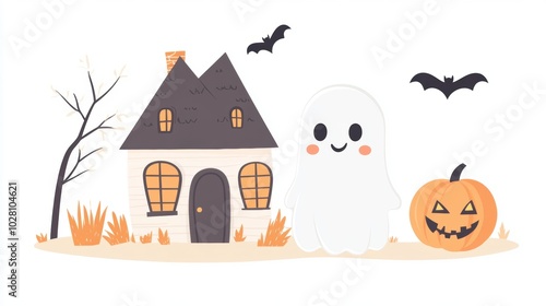 Haunted house. Halloween decoration element. photo