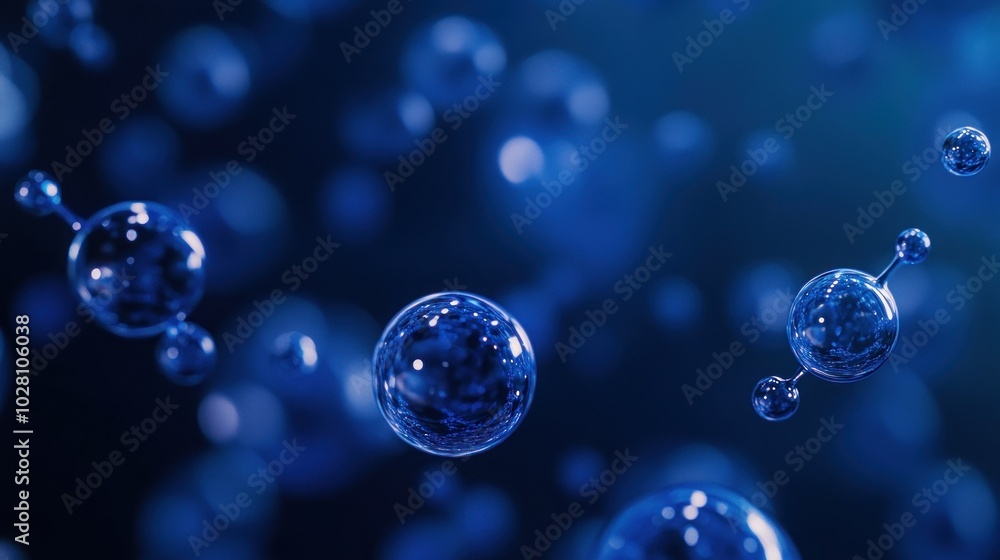Abstract Blue Spheres in 3D Space Abstract Blue Spheres in 3D Space