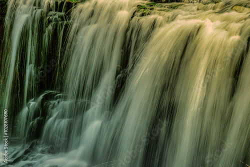 Golden sunlight warming up the Harare falls, Pahia NZ photo