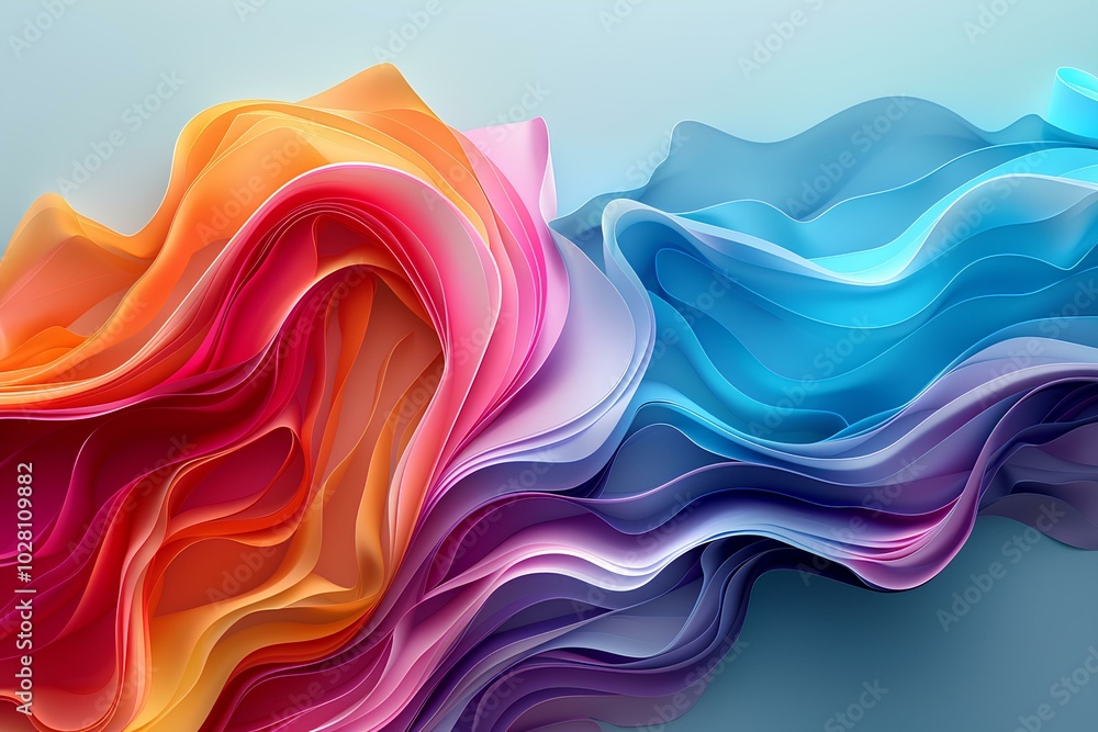 A close up of a wave of colored paper A close up of a wave of colored paper