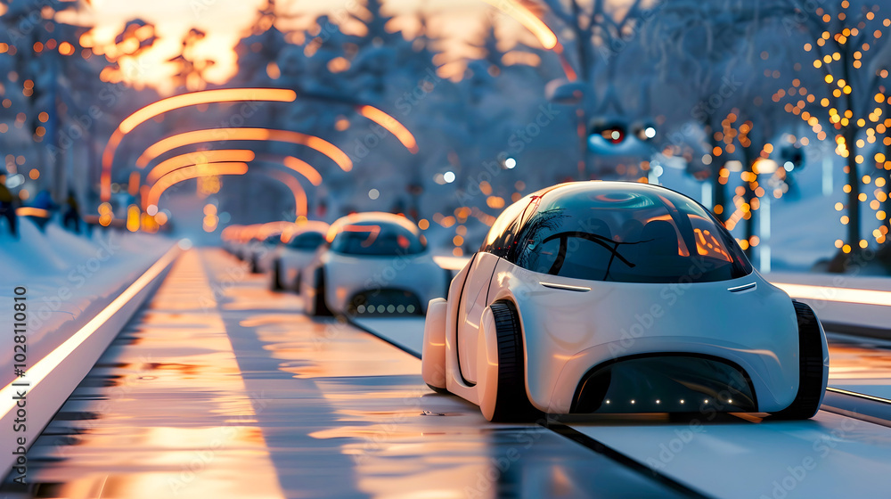Fototapeta premium Smart Electric Cars Heading into the Future