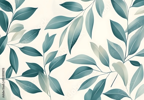 Teal leaves on white background