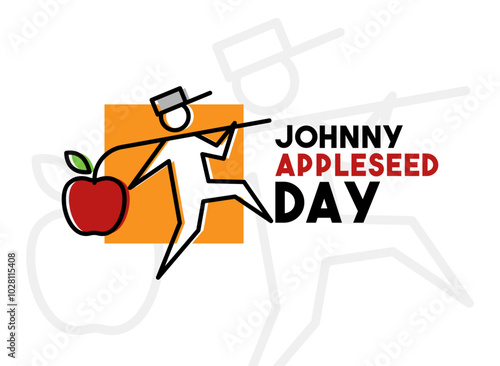 Johnny Appleseed Day. Flat design vector. Poster, banner, card, background. photo