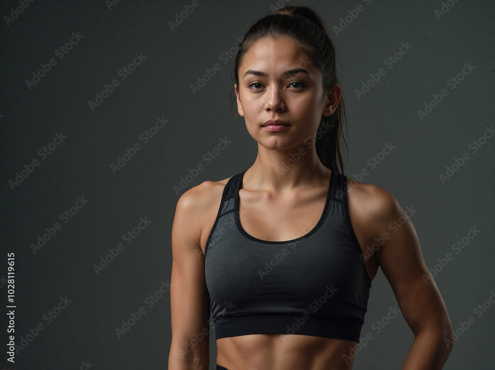Strong and Confident Female Athlete in Sportswear Showing Fitness and Determination Strong and Confident Female Athlete in Sportswear Showing Fitness and Determination