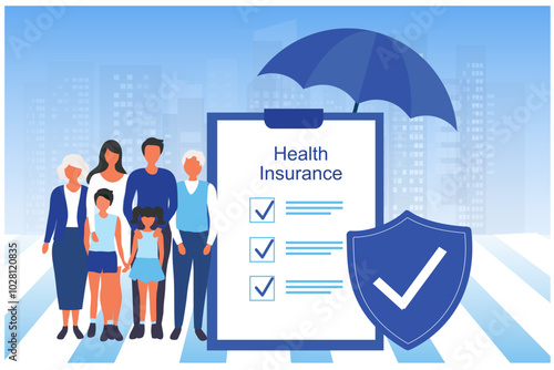 Insurance agent present insurance policy for family to protect from life and health accident. Health and life insurance policy, healthcare concept