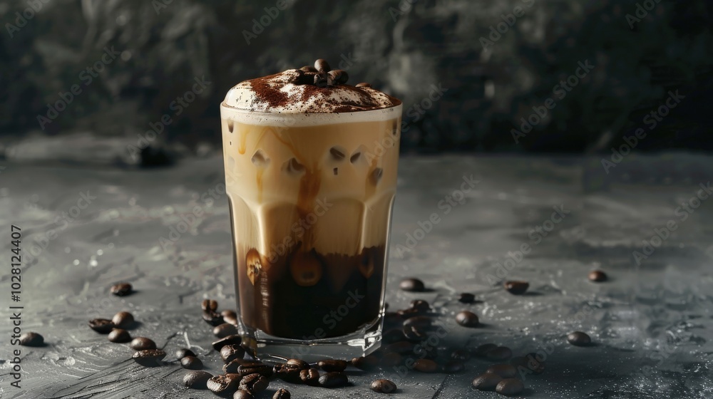 Iced Coffee Delight on Grey Stone Iced Coffee Delight on Grey Stone