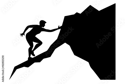 Climbing rock cliffs | vector silhouette illustration on white background