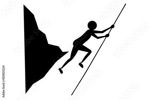 Climbing rock cliffs | vector silhouette illustration on white background