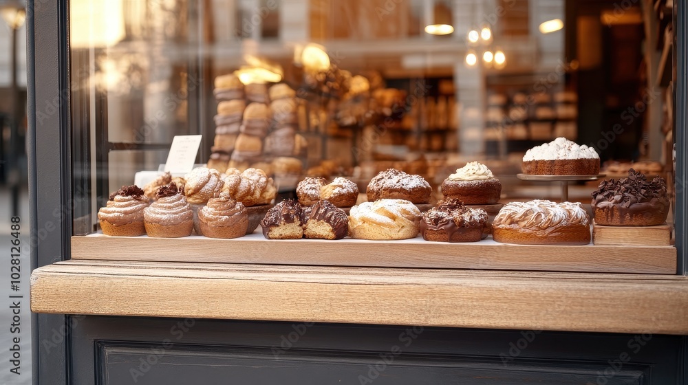 Bakery Storefront with Delicious Pastry Display Bakery Storefront with Delicious Pastry Display