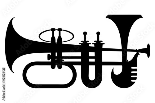 Silhouette of Brass Instruments | vector silhouette illustration on white background