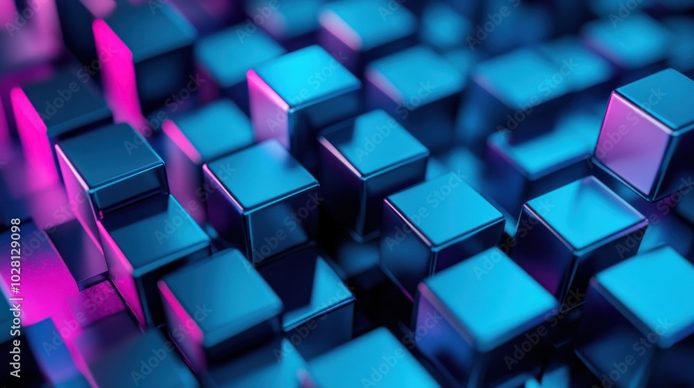 Abstract Blue and Purple Cubes Abstract Blue and Purple Cubes
