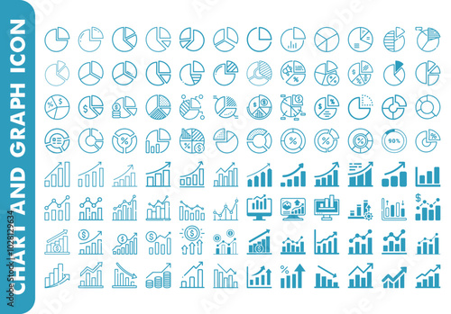 Graph and pie chart icon set  vecor. Graph icon set vector. Pie chart icon set vector
