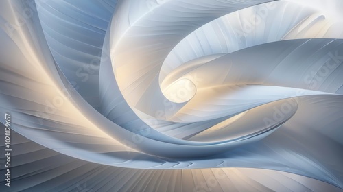 Wallpaper Modern abstract architecture background in white and blue tones, featuring an elegant spiral pattern