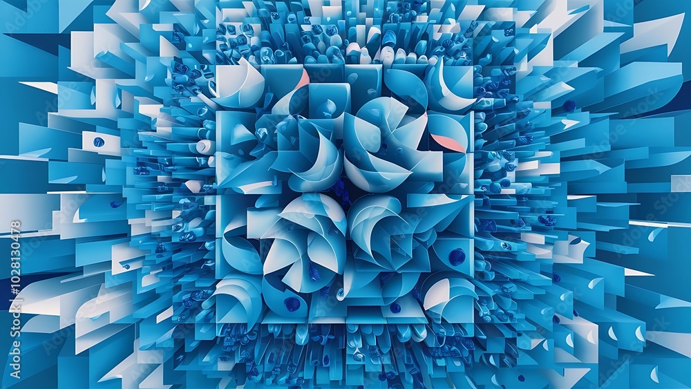 Fototapeta premium Square blue geometrical abstract background