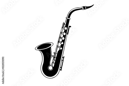 Vintage Saxophone Silhouette | vector silhouette illustration on white background