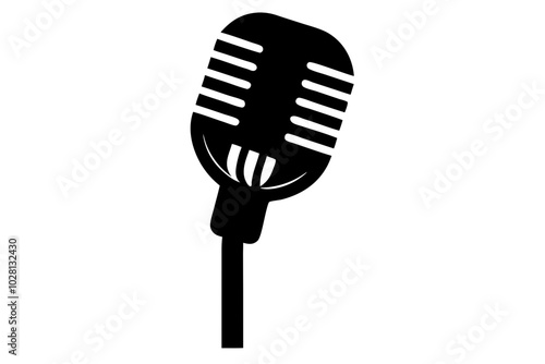 Retro Microphone Silhouette | vector silhouette illustration on white background