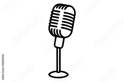 Retro Microphone Silhouette | vector silhouette illustration on white background