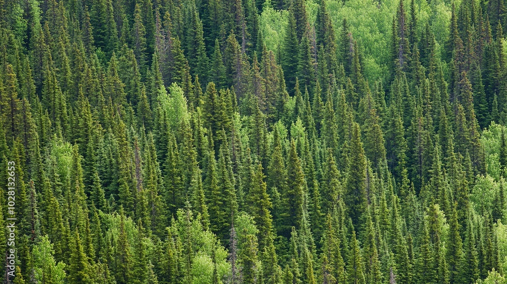 Aerial view of a dense coniferous forest from above. The vibrant green treetops create a rich, natural pattern, showcasing the beauty of untouched nature and wilderness. Aerial view of a dense coniferous forest from above. The vibrant green treetops create a rich, natural pattern, showcasing the beauty of untouched nature and wilderness.