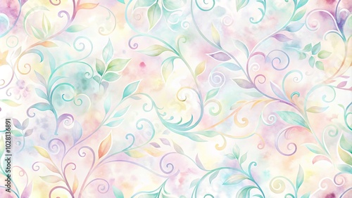 Delicate Watercolor Vines and Leaves on a Whimsical Background