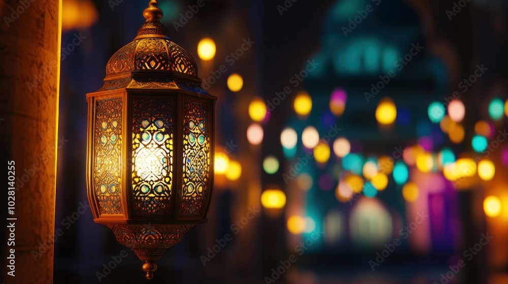 Ornate Lantern with Festive Lights Ornate Lantern with Festive Lights