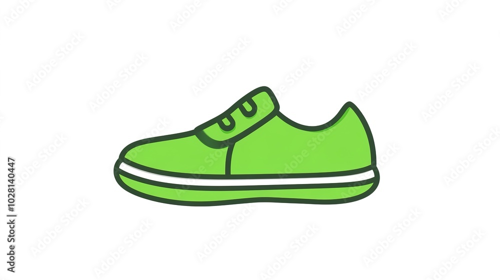 A simple, green cartoon shoe icon, drawn with a single continuous line, set against a white background. The minimalistic design showcases a playful and modern aesthetic, with smooth, fluid curves A simple, green cartoon shoe icon, drawn with a single continuous line, set against a white background. The minimalistic design showcases a playful and modern aesthetic, with smooth, fluid curves