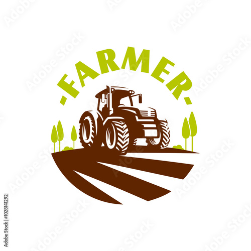 Tractor farming logo design vector illlustration 