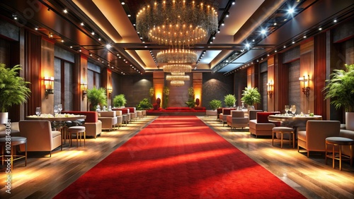 Wallpaper Mural Elegant 3D Rendering of Modern Event Space with Red Carpet, Stylish Stage, and Sophisticated Decor for Corporate Events, Award Ceremonies, and Luxury Gatherings Torontodigital.ca