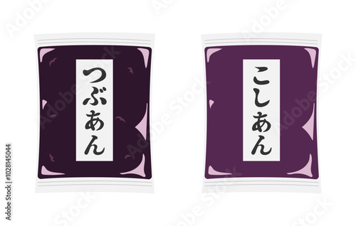 パックに入ったつぶあんとこしあんのイラスト