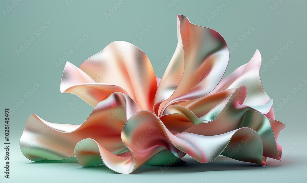 Fototapeta premium Abstract metallic flower. AI.