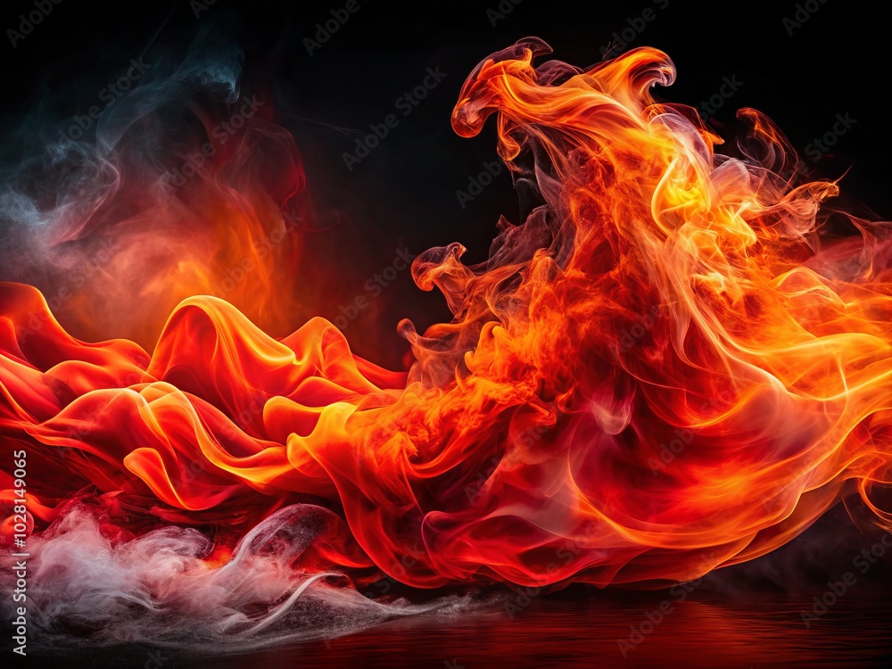 Fototapeta premium Fiery Red Smoke Surge Against Black Background - Urban Exploration Photography