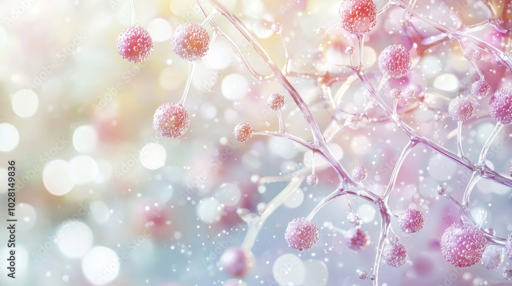 Fototapeta premium Abstract Pink Bubbles on a Clear Branch