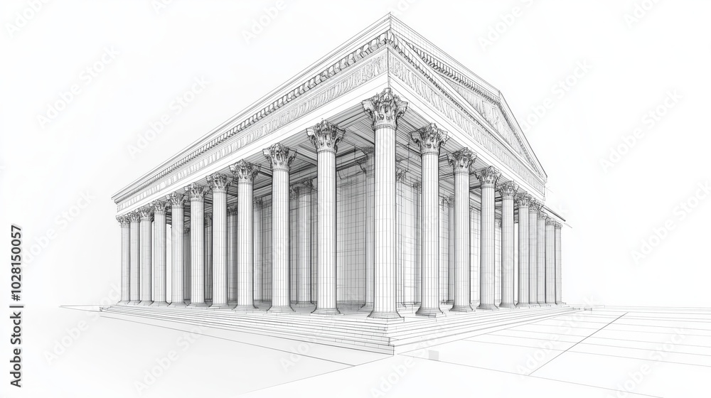 Obraz premium Minimalist Government Building in Geometric Style