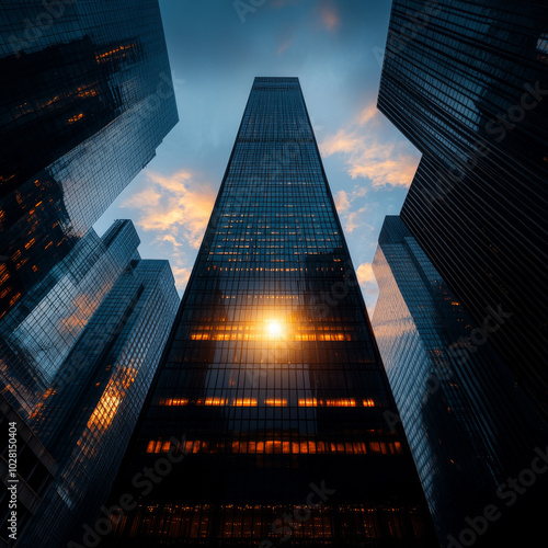 Wallpaper Mural Morning Glow on a Modern Corporate Skyscraper Torontodigital.ca