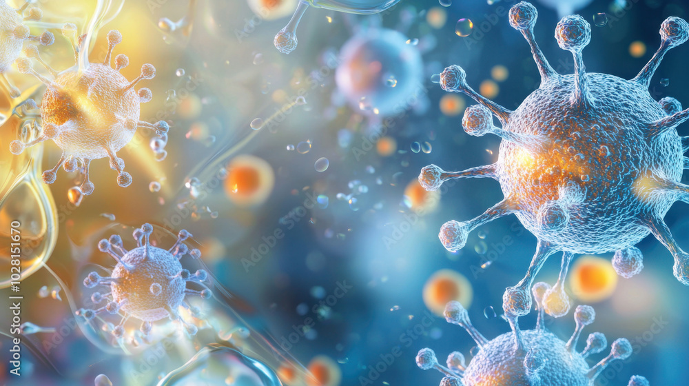 Obraz premium Microscopic View of Virus Cells