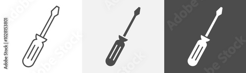 screw driver icon Logo art vector in outline