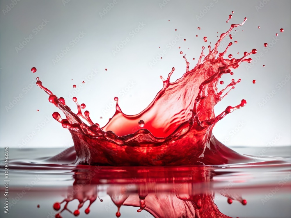 Isolated Splash of Red Water in Long Exposure on a White Background - Abstract Art, Water Motion, Splash Photography, Creative Visuals, Red Color, Long Exposure Techniques, Minimalism Isolated Splash of Red Water in Long Exposure on a White Background - Abstract Art, Water Motion, Splash Photography, Creative Visuals, Red Color, Long Exposure Techniques, Minimalism