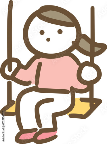 ブランコにのって物思いにふける女性