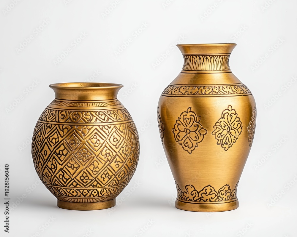 Traditional Brass Vessels with Intricate Designs Traditional Brass Vessels with Intricate Designs