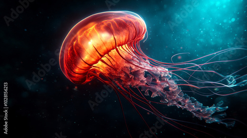 Majestic Jellyfish Floating in an Underwater Paradise of Light