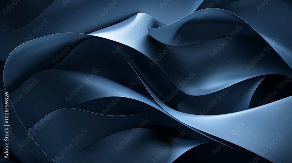 Fototapeta premium Wallpaper Abstract background with smooth dark blue shapes generating a wavy pattern