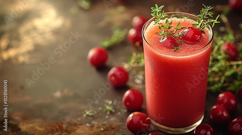 Wallpaper Mural Cherry cold soup gaspacho gazpacho smoothie with fresh thyme in a glass : Generative AI Torontodigital.ca