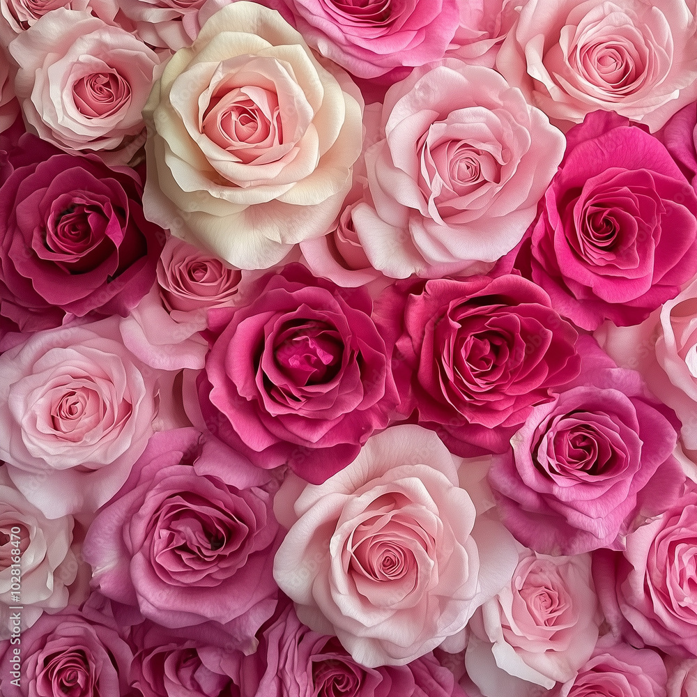敷き詰められたピンクのバラの花 敷き詰められたピンクのバラの花
