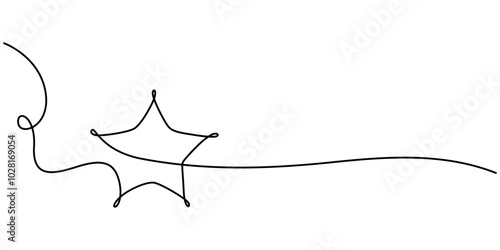 Line star one continuous line drawing design vector, A continuous outline of five stars. Single line editable 5 star icon. Concept of rating service and customer reviews. Christmas divider. Minimalist