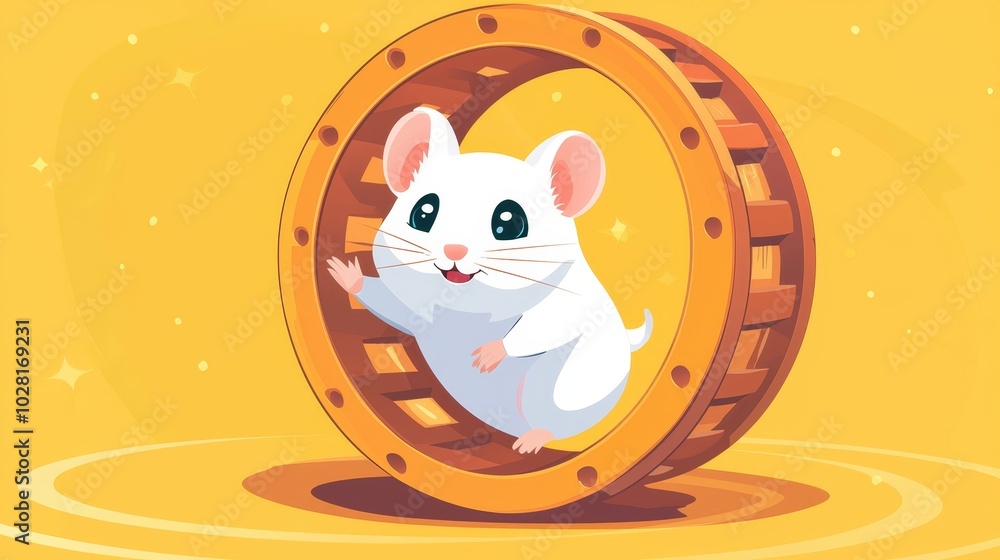 Cute Hamster Running in Wheel Minimalist Design Cute Hamster Running in Wheel Minimalist Design
