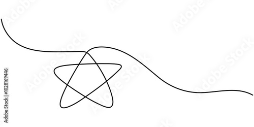 Line star one continuous line drawing design vector, A continuous outline of five stars. Single line editable 5 star icon. Concept of rating service and customer reviews. Christmas divider. Minimalist