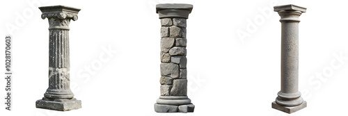 A stone column  isolated on transparent background 