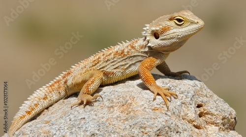 Colorful Lizard Relaxing on a Rock in Nature