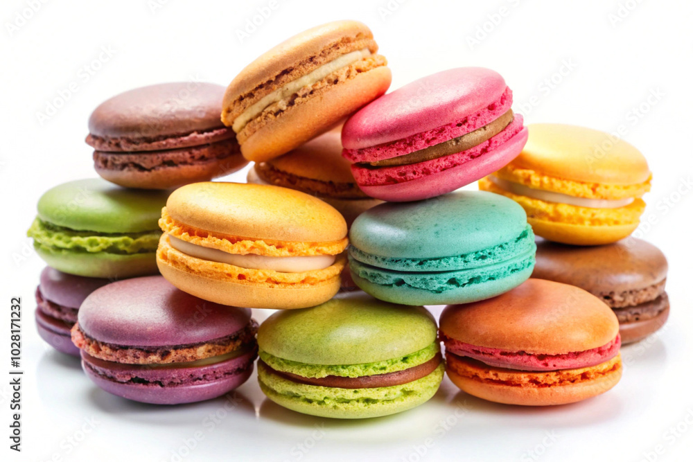 Colorful of macarons, isolated on white background Colorful of macarons, isolated on white background