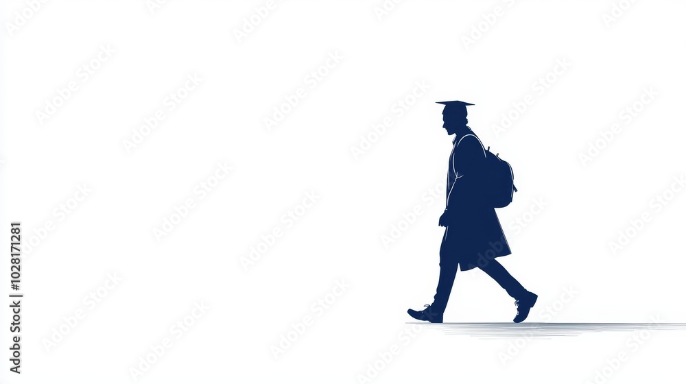 Graduate Walking with Cap and Gown Graduate Walking with Cap and Gown