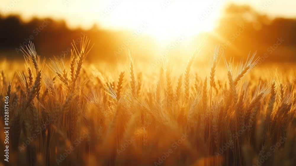 Fototapeta premium Golden Wheat Field at Sunset